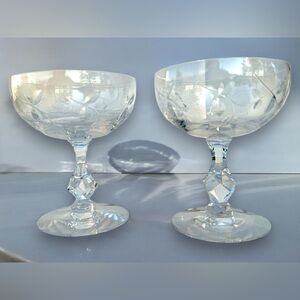 Tiffin-Franciscan Crystal champagne glasses, vintage champagne glasses, crystal